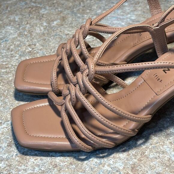 Anne Klein Tan Strappy Luxury Jupiter Open Square Toe Evening Heels Size 7M - Picture 5 of 7